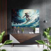 Astronaut Surfer Brushed Aluminum Dibond Wall Art.